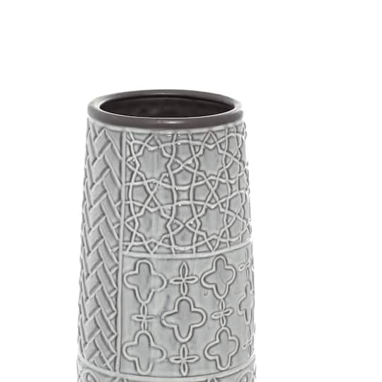 22" Gray Stoneware Eclectic Vase